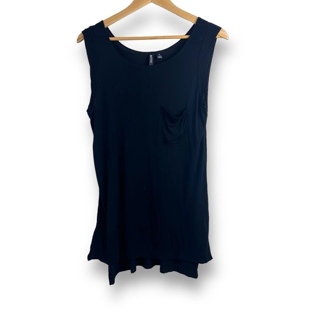 Valette Women's Size M Sleeveless Tunic Tank Black Drapey Lagenlook Layering Top